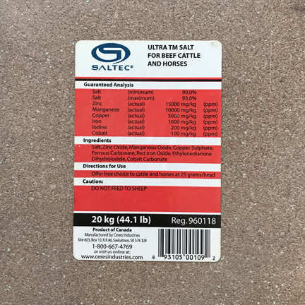 Ultra TM Salt for Cattle and Horses